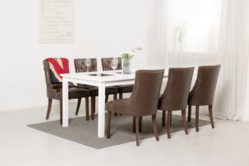 Spisegruppe Octavia 180 cm med 6 Hermione Lenestol - Hvit|Brun Vintage - Møbler - Bord - Spisegruppe