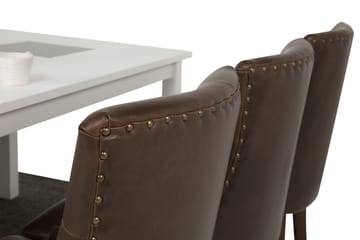 Spisegruppe Octavia 180 cm med 6 Hermione Lenestol - Hvit|Brun Vintage - Møbler - Bord - Spisegruppe
