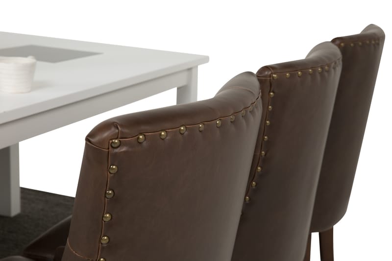 Spisegruppe Octavia 180 cm med 6 Hermione Lenestol - Hvit|Brun Vintage - Møbler - Bord - Spisegruppe
