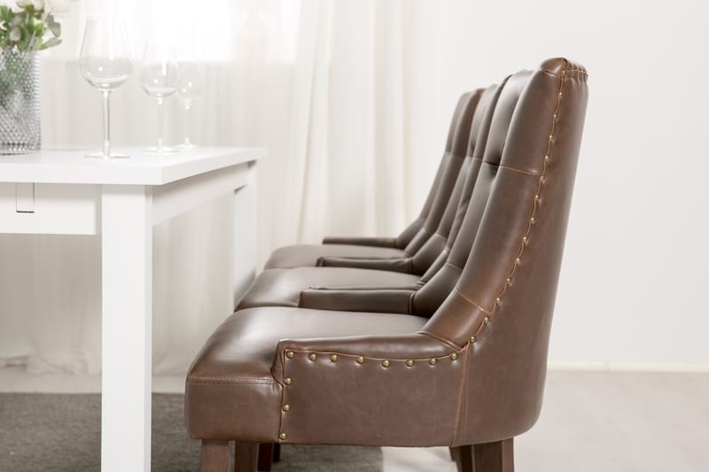 Spisegruppe Octavia 180 cm med 6 Hermione Lenestol - Hvit|Brun Vintage - Møbler - Bord - Spisegruppe