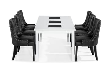 Spisegruppe Octavia 180 cm med 6 Hermione Lenestol - Hvit|Svart Vintage - Møbler - Bord - Spisegruppe