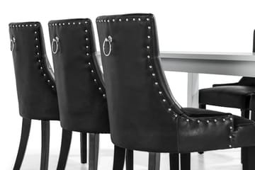 Spisegruppe Octavia 180 cm med 6 Hermione Lenestol - Hvit|Svart Vintage - Møbler - Bord - Spisegruppe
