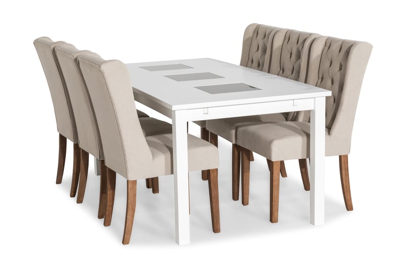 Spisegruppe Octavia 180 cm med 6 Isolde Stol - Vintage Alm|Beige - Møbler - Bord - Spisegruppe