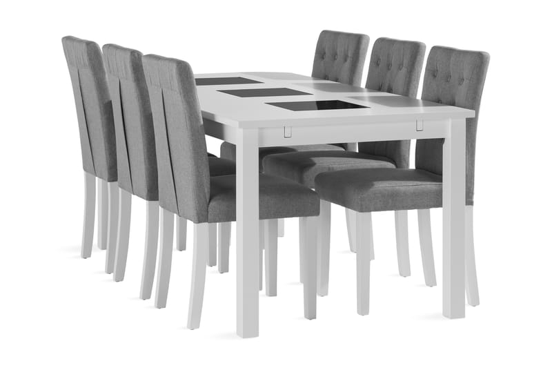 Spisegruppe Octavia Forlengbar 180cm inkl 6 Sonnarp Stoler - Hvit - Spisegruppe