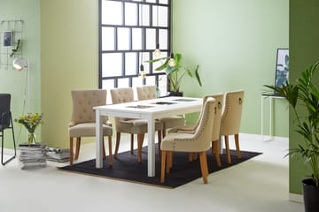 Spisegruppe Octavia Hvit/Beige/Vintageben - Beige|Træben - Møbler - Bord - Spisegruppe