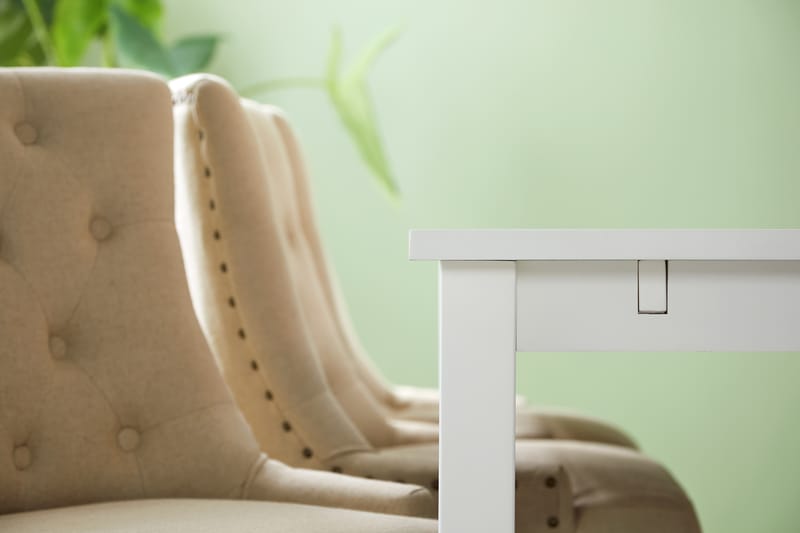 Spisegruppe Octavia Hvit/Beige/Vintageben - Beige|Træben - Møbler - Bord - Spisegruppe