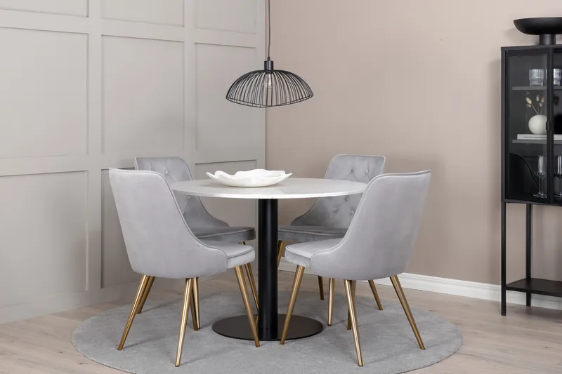 Spisegruppe Razzia 106 cm Rund + 4 Valera Spisestoler