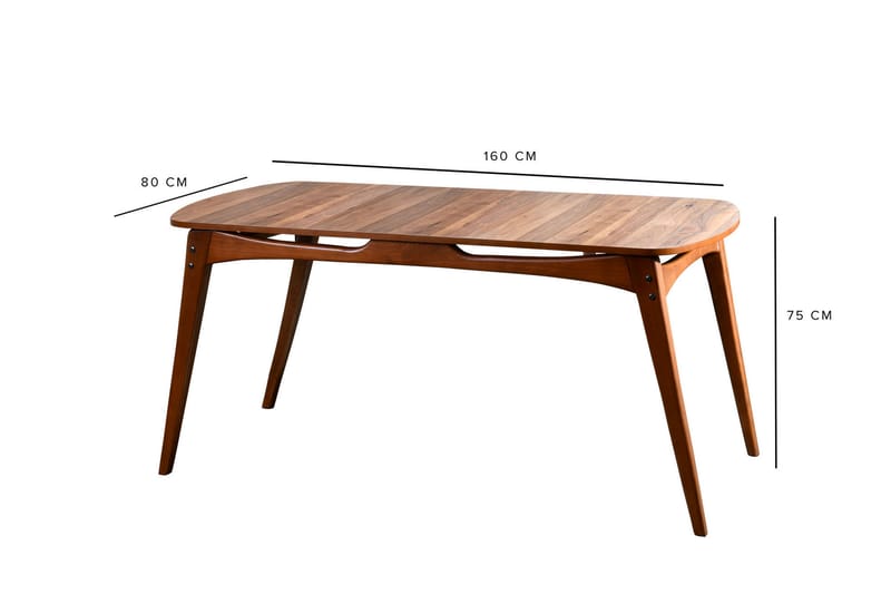 Spisegruppe Rodrigue 160 cm med 4 Spisestoler - Valnøtt/Antrasitt - Møbler - Bord - Spisegruppe