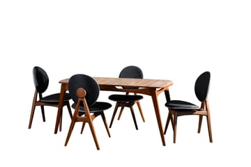 Spisegruppe Rodrigue 160 cm med 4 Spisestoler - Valnøtt/Antrasitt - Møbler - Bord - Spisegruppe