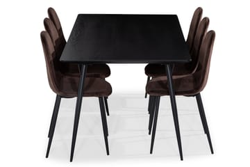 Spisegruppe Steph 180 cm med 6 Naira Spisestoler Fløyel - Møbler - Bord - Spisegruppe