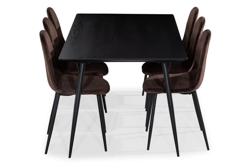 Spisegruppe Steph 180 cm med 6 Naira Spisestoler Fløyel - Møbler - Bord - Spisegruppe