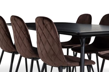 Spisegruppe Steph 180 cm med 6 Naira Spisestoler Fløyel - Møbler - Bord - Spisegruppe