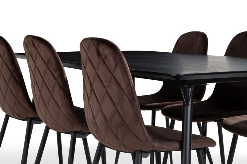 Spisegruppe Steph 180 cm med 6 Naira Spisestoler Fløyel - Møbler - Bord - Spisegruppe