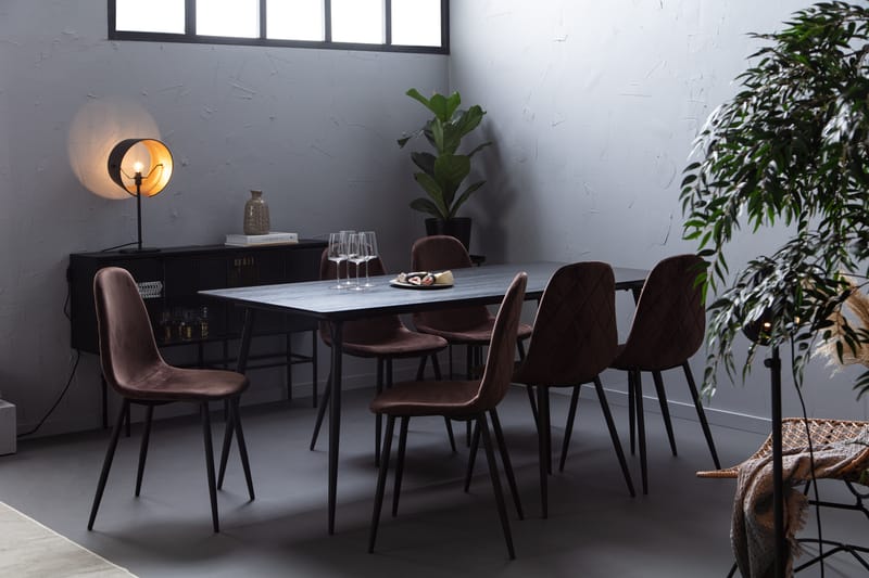 Spisegruppe Steph 180 cm med 6 Naira Spisestoler Fløyel - Møbler - Bord - Spisegruppe