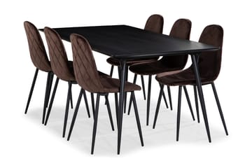 Spisegruppe Steph 180 cm med 6 Naira Spisestoler Fløyel - Møbler - Bord - Spisegruppe