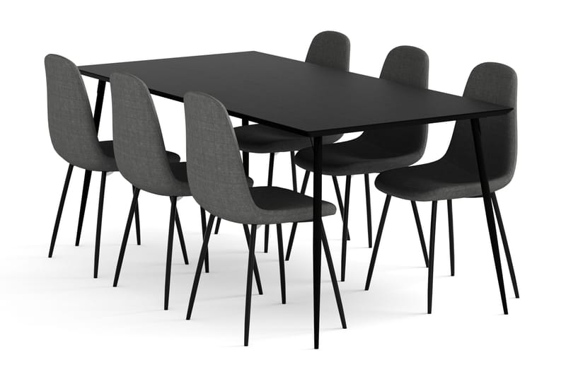 Spisegruppe Steph med 6 Naira Spisestoler - Svart - Møbler - Bord - Spisegruppe