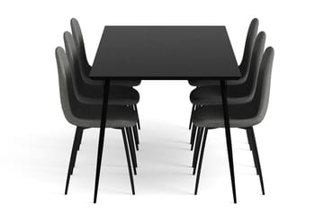 Spisegruppe Steph med 6 Naira Spisestoler - Svart - Møbler - Bord - Spisegruppe