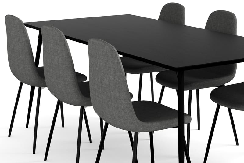 Spisegruppe Steph med 6 Naira Spisestoler - Svart - Møbler - Bord - Spisegruppe