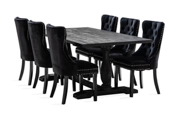 Spisegruppe Suzon 200 cm inkl. 6 Lossmen Stoler Fløyel - Brun - Oppbevaring - Oppbevaringsmøbler - Sideboard & skjenk