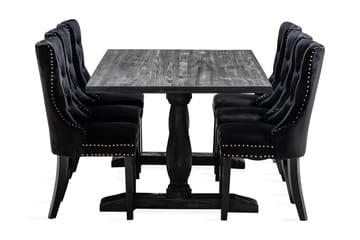 Spisegruppe Suzon 200 cm inkl. 6 Lossmen Stoler Fløyel - Brun - Oppbevaring - Oppbevaringsmøbler - Sideboard & skjenk