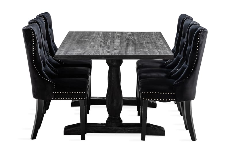 Spisegruppe Suzon 200 cm inkl. 6 Lossmen Stoler Fløyel - Brun - Oppbevaring - Oppbevaringsmøbler - Sideboard & skjenk