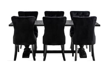 Spisegruppe Suzon 200 cm inkl. 6 Lossmen Stoler Fløyel - Brun - Oppbevaring - Oppbevaringsmøbler - Sideboard & skjenk