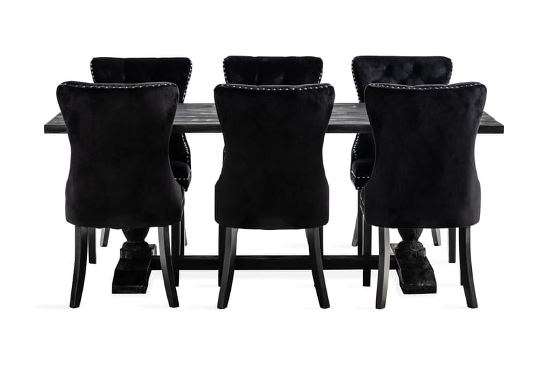 Spisegruppe Suzon 200 cm inkl. 6 Lossmen Stoler Fløyel - Brun - Oppbevaring - Oppbevaringsmøbler - Sideboard & skjenk