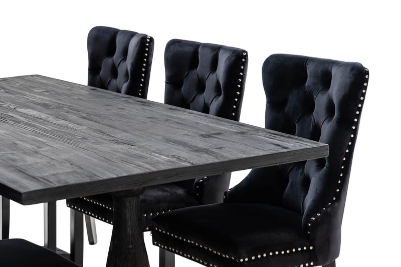 Spisegruppe Suzon 200 cm inkl. 6 Lossmen Stoler Fløyel - Brun - Oppbevaring - Oppbevaringsmøbler - Sideboard & skjenk