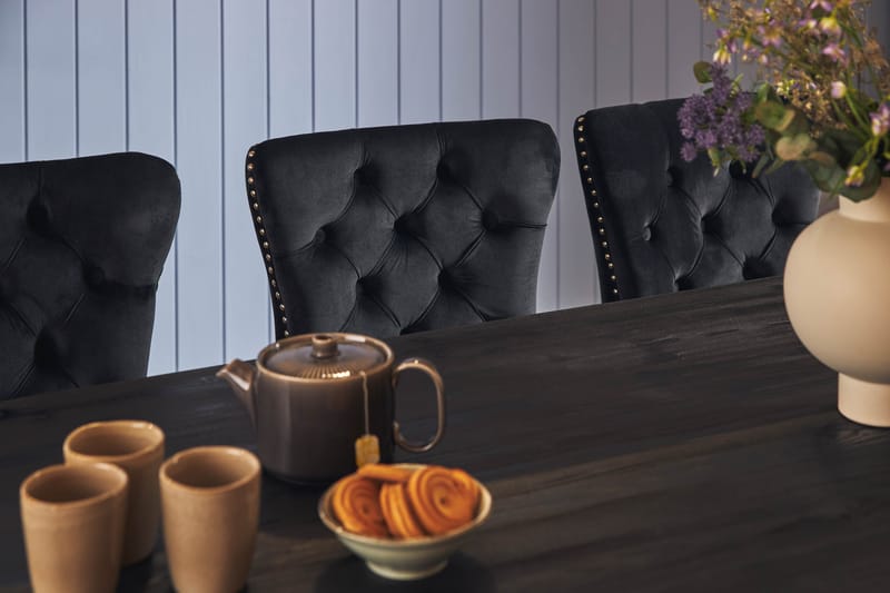 Spisegruppe Suzon 200 cm inkl. 6 Lossmen Stoler Fløyel - Brun - Oppbevaring - Oppbevaringsmøbler - Sideboard & skjenk