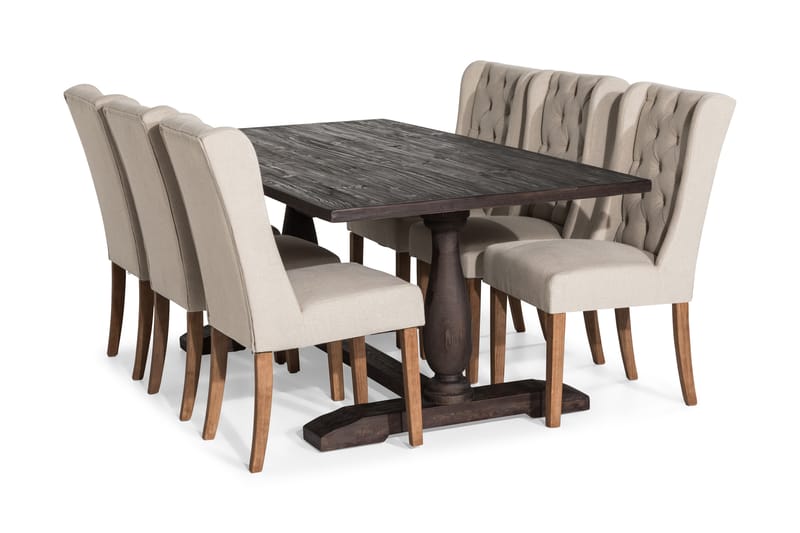 Spisegruppe Suzon 200 cm med 6 Isolde Stol - Vintage Alm|Beige - Møbler - Bord - Spisegruppe