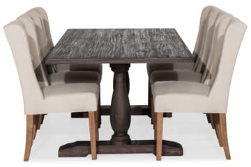 Spisegruppe Suzon 200 cm med 6 Isolde Stol - Vintage Alm|Beige - Møbler - Bord - Spisegruppe