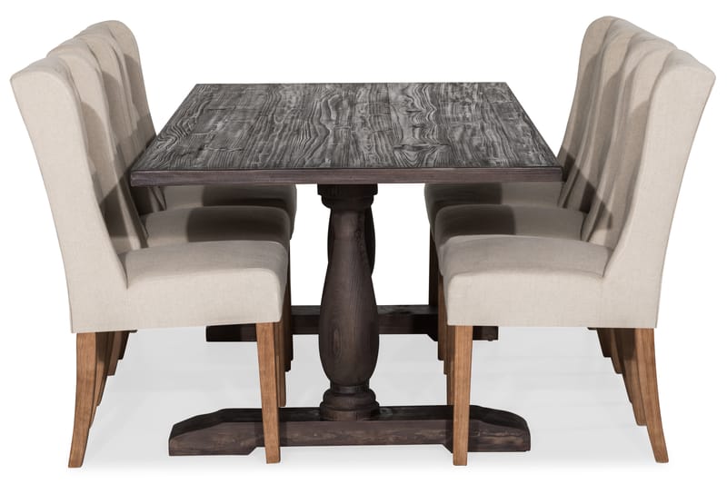 Spisegruppe Suzon 200 cm med 6 Isolde Stol - Vintage Alm|Beige - Møbler - Bord - Spisegruppe