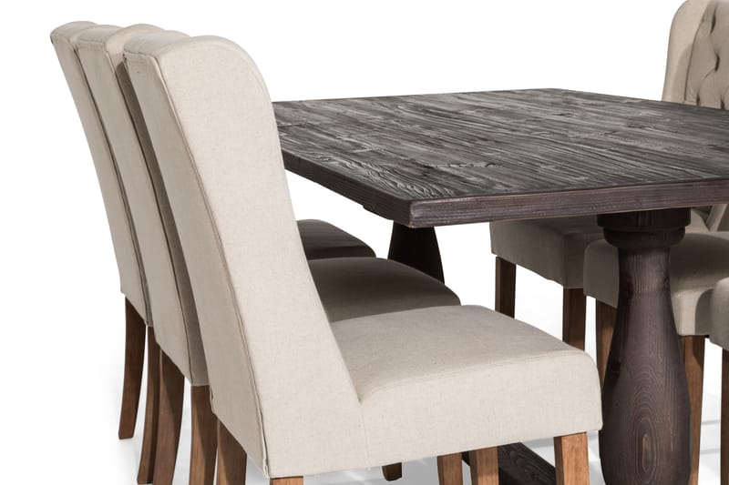 Spisegruppe Suzon 200 cm med 6 Isolde Stol - Vintage Alm|Beige - Møbler - Bord - Spisegruppe