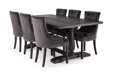 Spisegruppe Suzon 200 cm Vintage Alm/Mørkgrå - Møbler - Bord - Spisegruppe