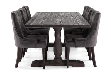 Spisegruppe Suzon 200 cm Vintage Alm/Mørkgrå - Møbler - Bord - Spisegruppe