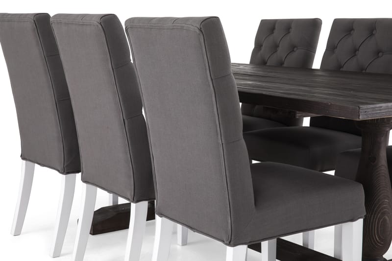 Spisegruppe Suzon 200 cm Vintage Alm/Mørkgrå/HHvit - Møbler - Bord - Spisegruppe