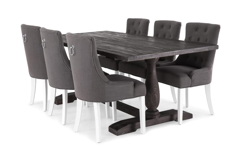 Spisegruppe Suzon 200 cm Vintage Alm/Mørkgrå/HHvit - Møbler - Bord - Spisegruppe
