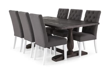 Spisegruppe Suzon 200 cm Vintage Alm/Mørkgrå/HHvit - Møbler - Bord - Spisegruppe