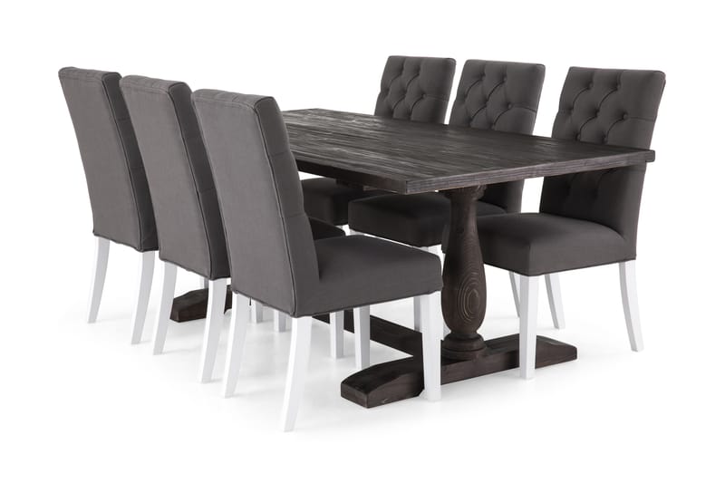 Spisegruppe Suzon 200 cm Vintage Alm/Mørkgrå/HHvit