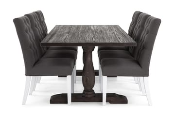 Spisegruppe Suzon 200 cm Vintage Alm/Mørkgrå/HHvit - Møbler - Bord - Spisegruppe