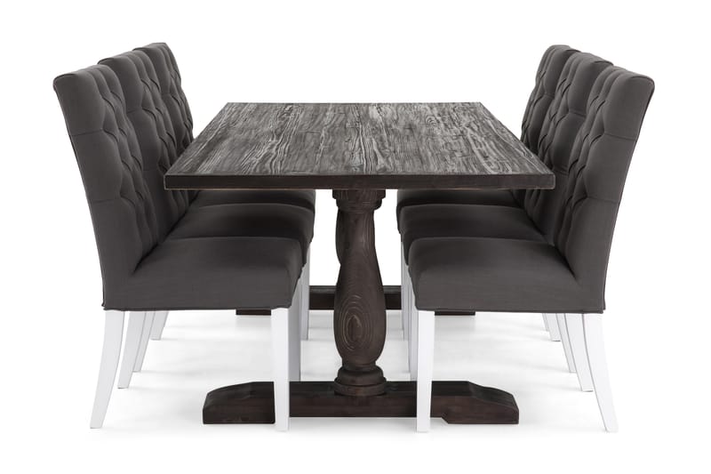 Spisegruppe Suzon 200 cm Vintage Alm/Mørkgrå/HHvit - Møbler - Bord - Spisegruppe