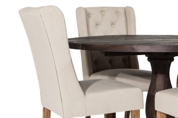 Spisegruppe Suzon Rund 130 cm med 4 Isolde Stol - Vintage Alm|Beige - Møbler - Bord - Spisegruppe