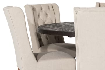 Spisegruppe Suzon Rund 150 cm med 6 Isolde Stol - Vintage Alm|Beige - Møbler - Bord - Spisegruppe