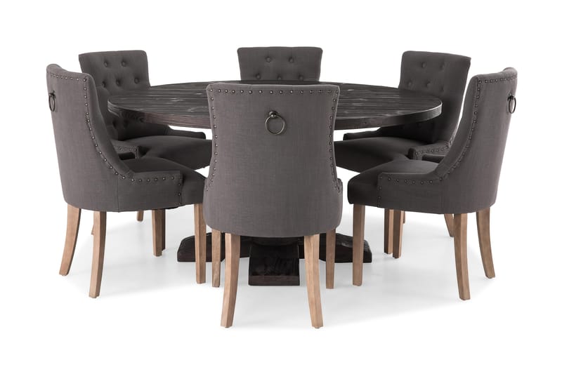 Spisegruppe Suzon Rund 150 cm Vintage Alm/Grå - Møbler - Bord - Spisegruppe