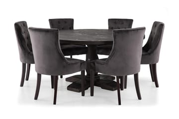 Spisegruppe Suzon Rund 150 cm Vintage Alm/Mørkgrå - Møbler - Bord - Spisegruppe