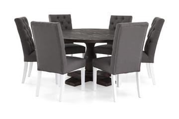 Spisegruppe Suzon Rund 150 cm Vintage Alm/Mørkgrå - Møbler - Bord - Spisegruppe