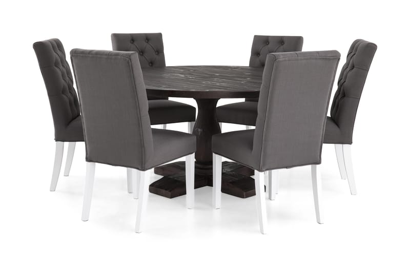 Spisegruppe Suzon Rund 150 cm Vintage Alm/Mørkgrå
