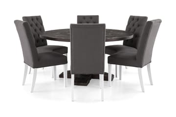 Spisegruppe Suzon Rund 150 cm Vintage Alm/Mørkgrå - Møbler - Bord - Spisegruppe