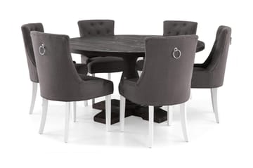 Spisegruppe Suzon Rund 150 cm Vintage Alm/Mørkgrå/HHvit - Møbler - Bord - Spisegruppe