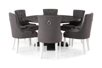 Spisegruppe Suzon Rund 150 cm Vintage Alm/Mørkgrå/HHvit - Møbler - Bord - Spisegruppe